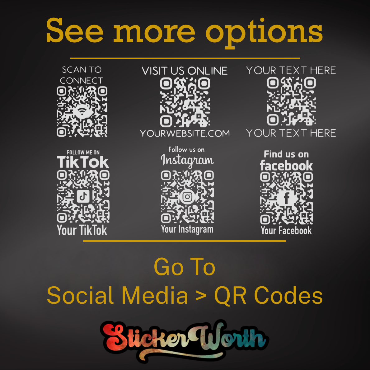 Calcomanía de vinilo con código QR para redes sociales