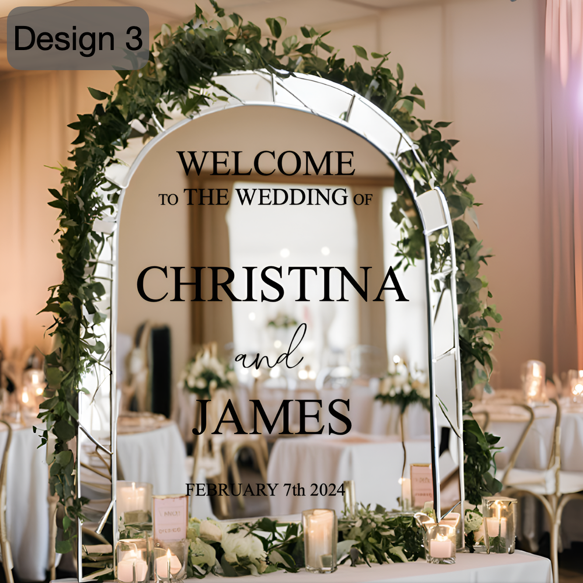 Vinilo adhesivo personalizado para espejo de boda