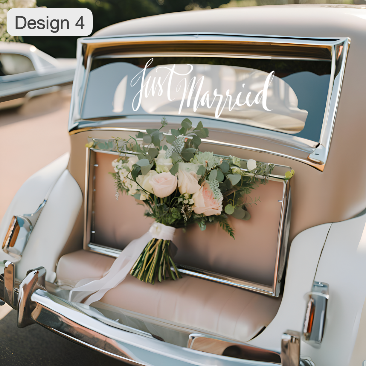 Calcomanía de vinilo personalizada para ventana de automóvil con la frase "Recién casados"