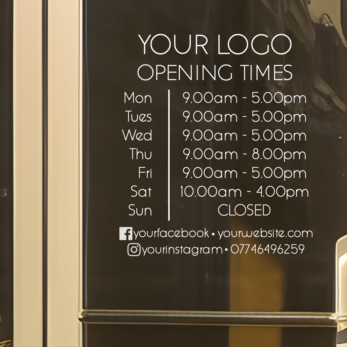 Horario de apertura con logotipo de empresa