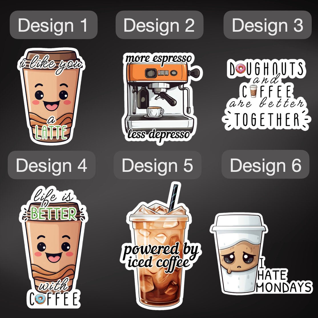 Pegatinas de café lindas