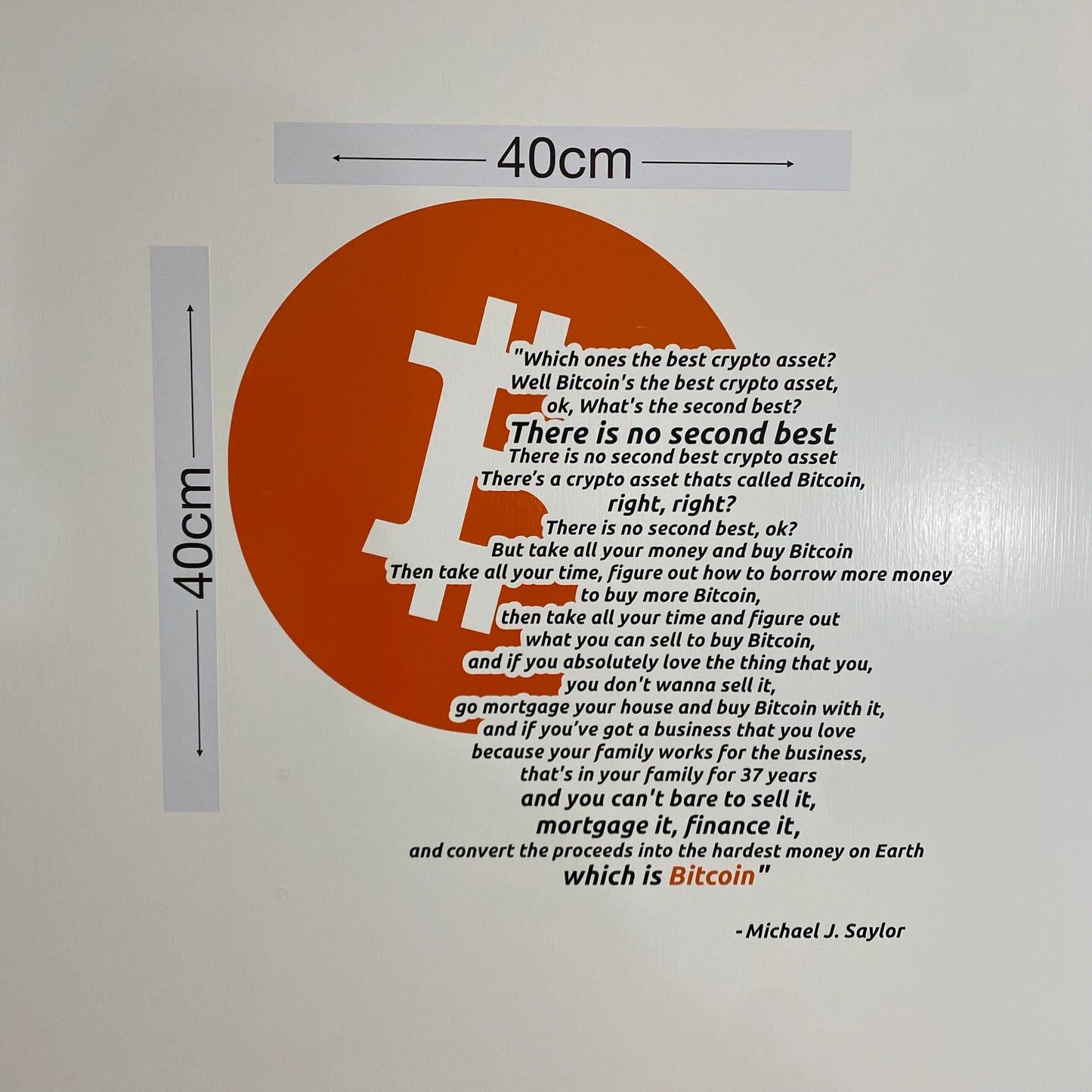 Calcomanía de vinilo con cita de Bitcoin de Michael Saylor