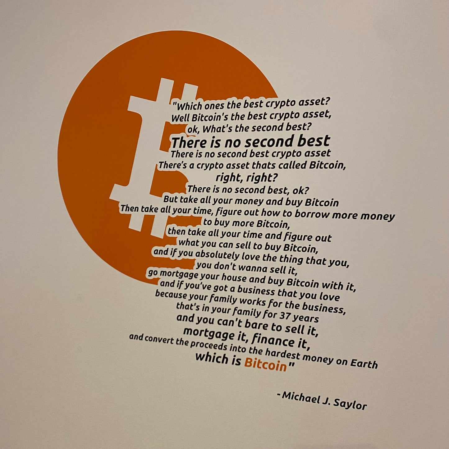 Calcomanía de vinilo con cita de Bitcoin de Michael Saylor