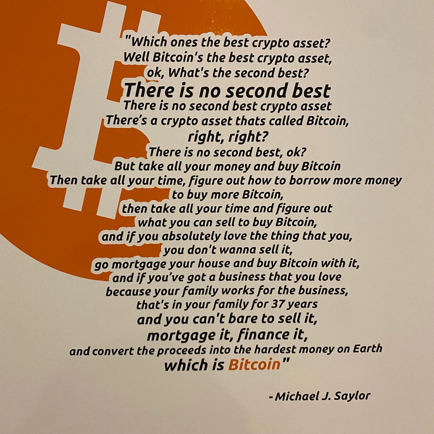 Calcomanía de vinilo con cita de Bitcoin de Michael Saylor