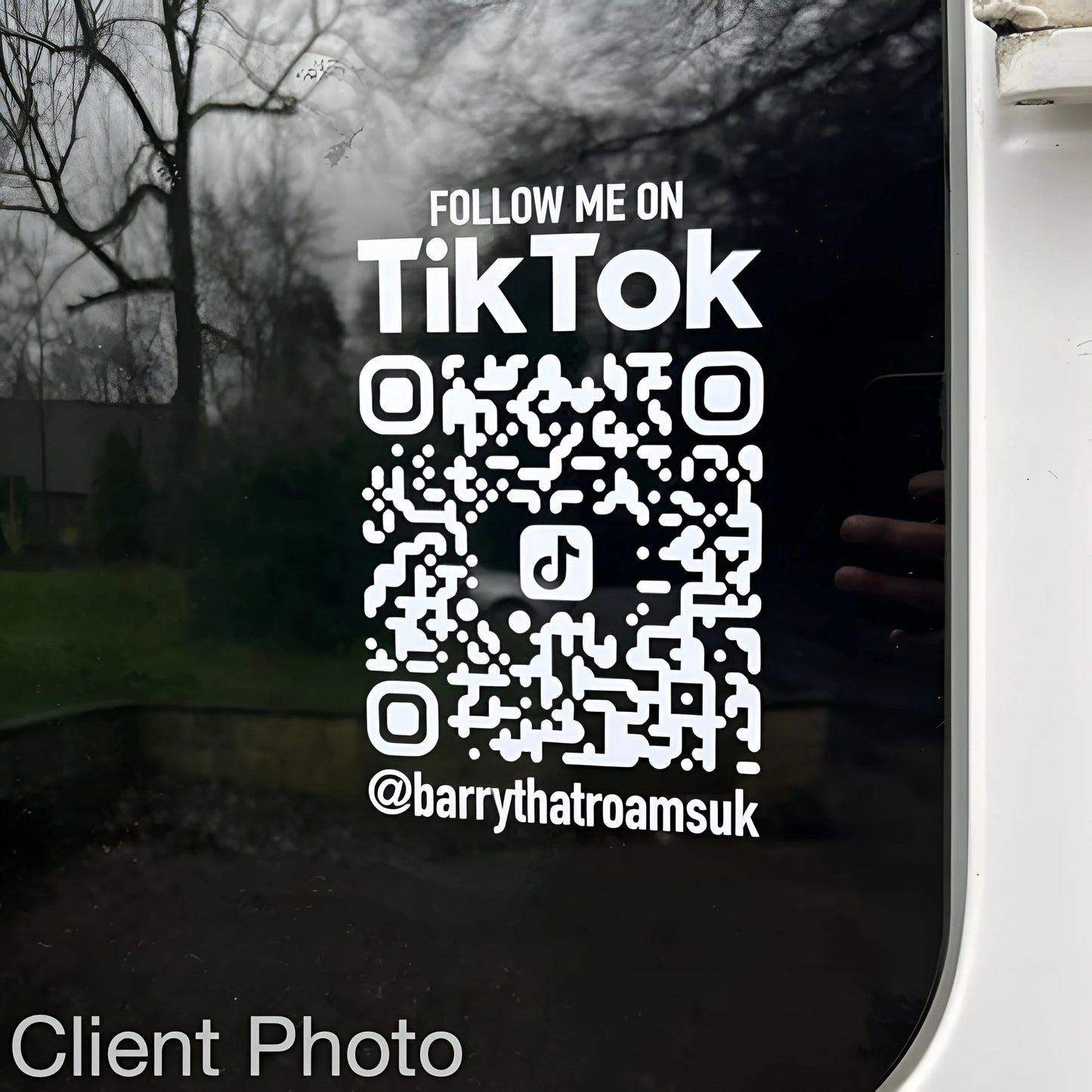 Calcomanía de vinilo con código QR para redes sociales