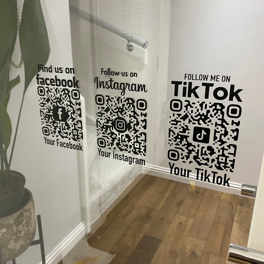 Calcomanía de vinilo con código QR para redes sociales