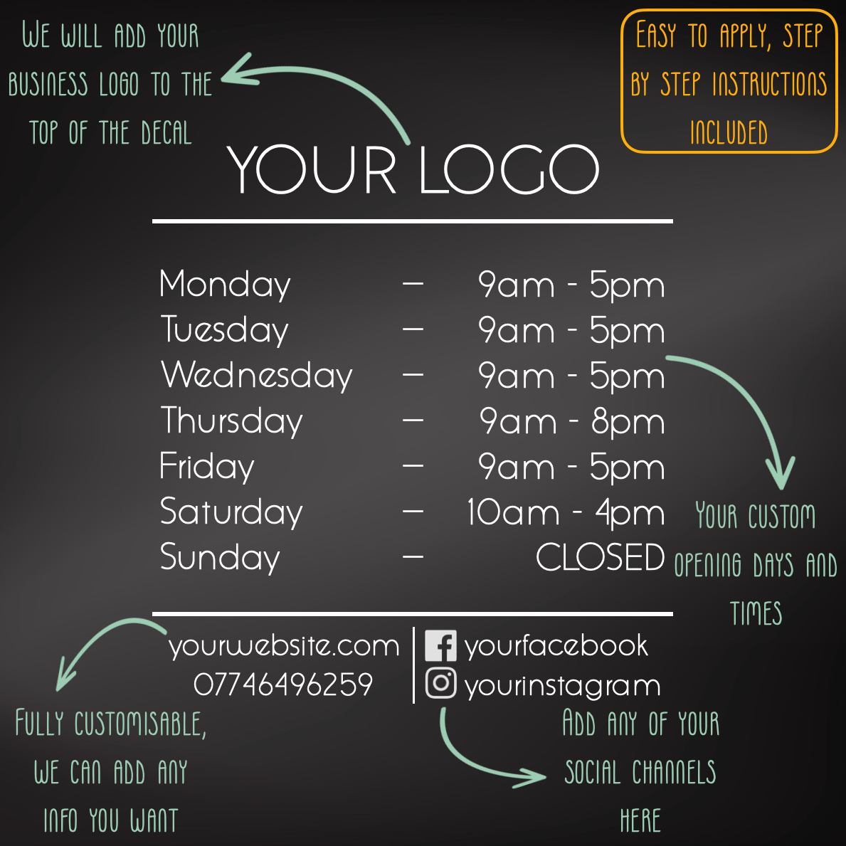 Opening Hours With Business Logo