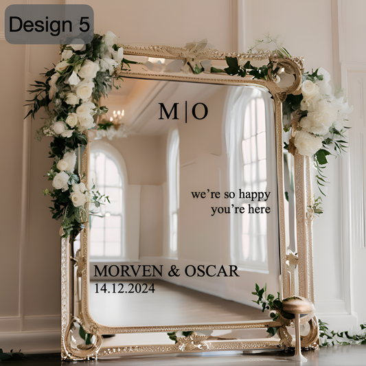 Vinilo adhesivo personalizado para espejo de boda