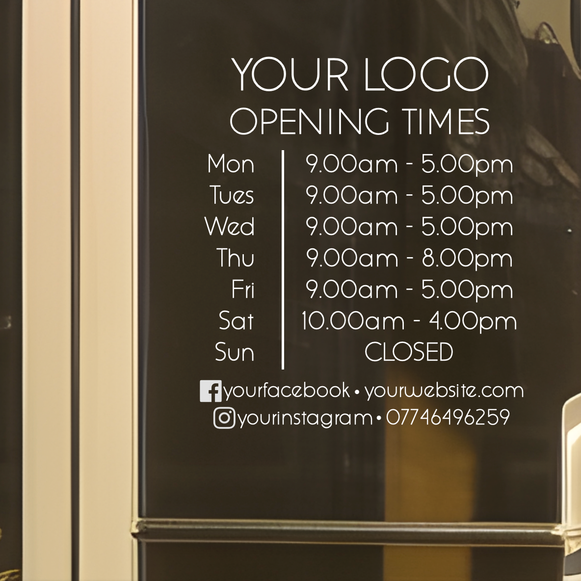 Opening Hours With Business Logo