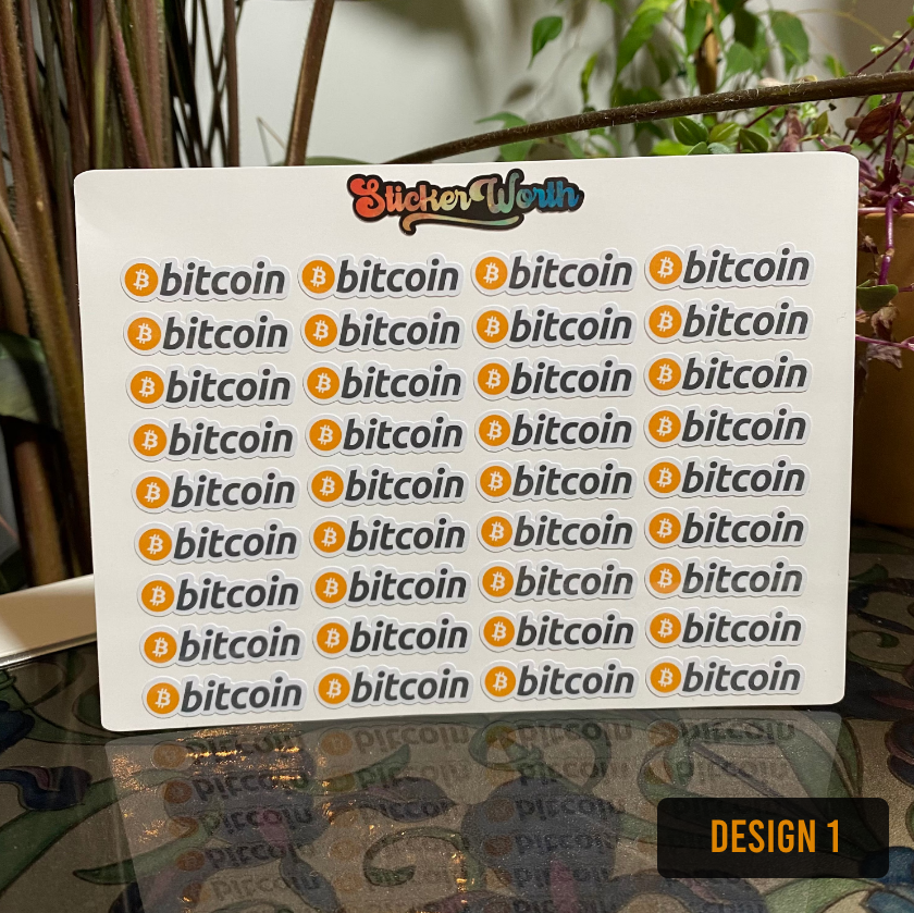 35 mini pegatinas con el logotipo de Bitcoin