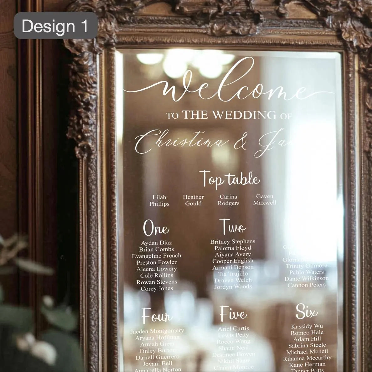 Wedding Mirror Seating Plan