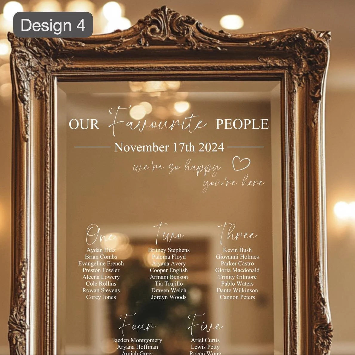 Wedding Mirror Seating Plan